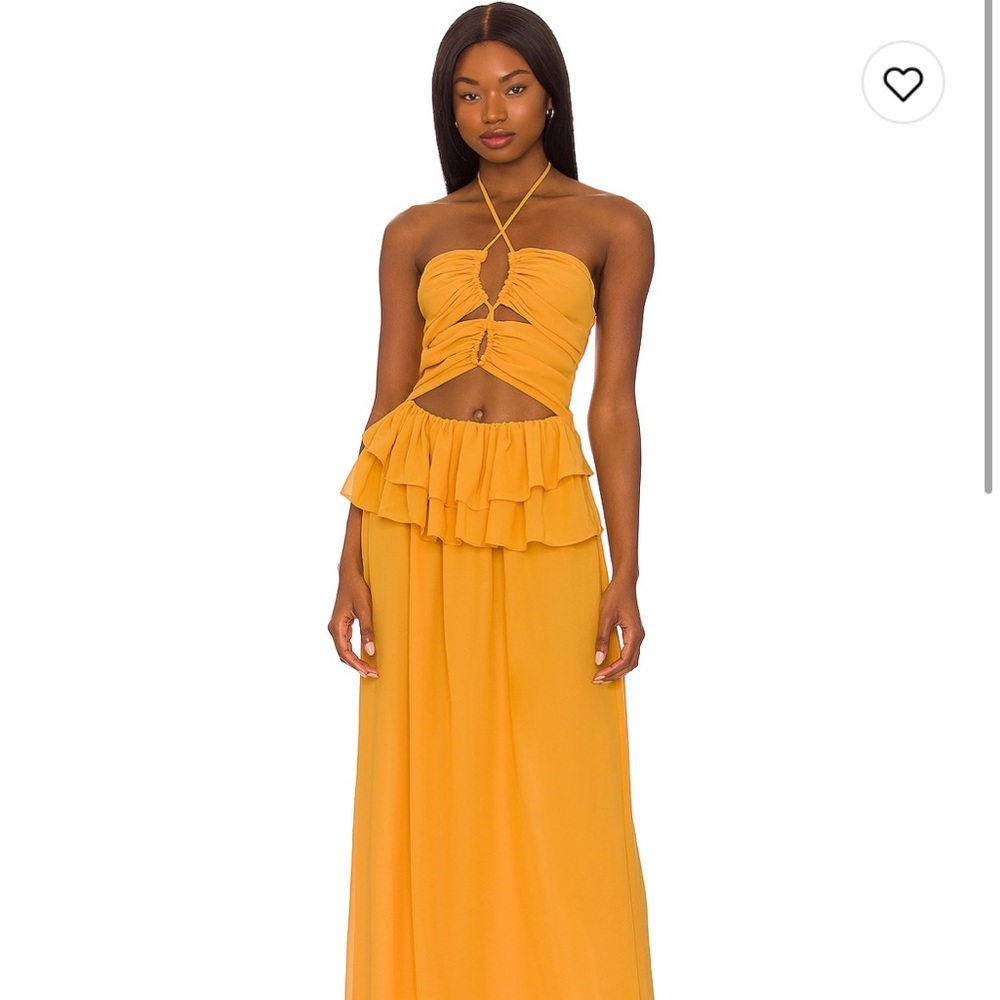 LPA Lia Maxi Dress in Mustard Yellow